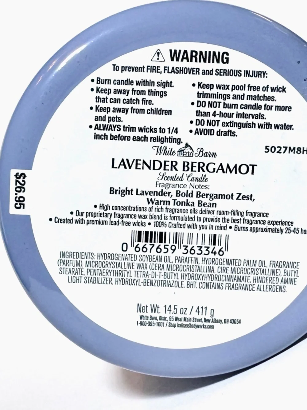 LAVENDER BERGAMOT 3 Wick Candle - Picture 3 of 3
